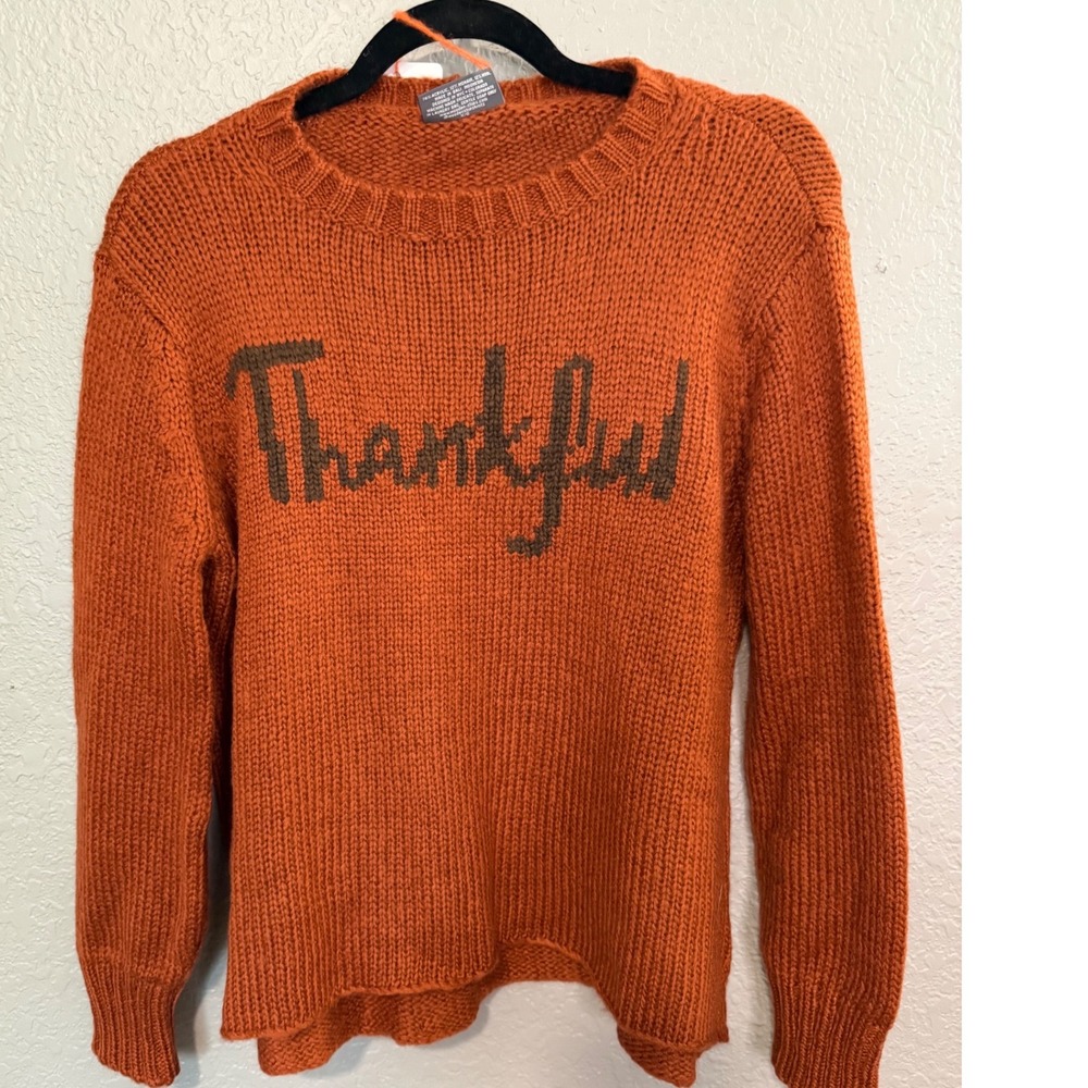 Wooden Ships THANKFUL Crew Loose Knit Sweater XS/S Fall Orange Wool
 Mohair